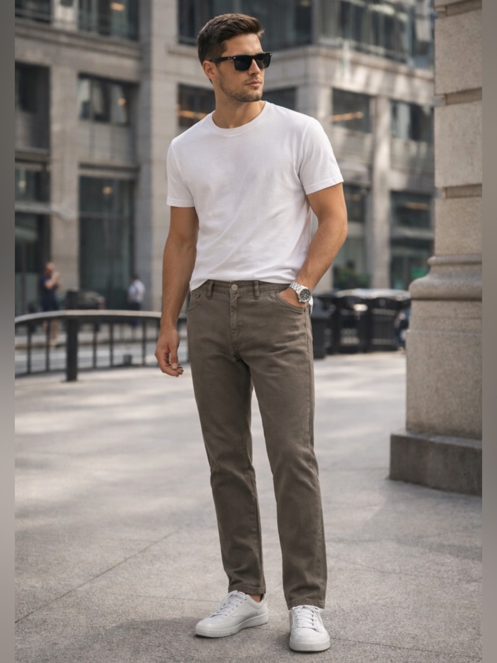Versace Jeans Couture VJC Taupe Grey-Olive Slim Pants IT 44 / W30 Made in Italy
